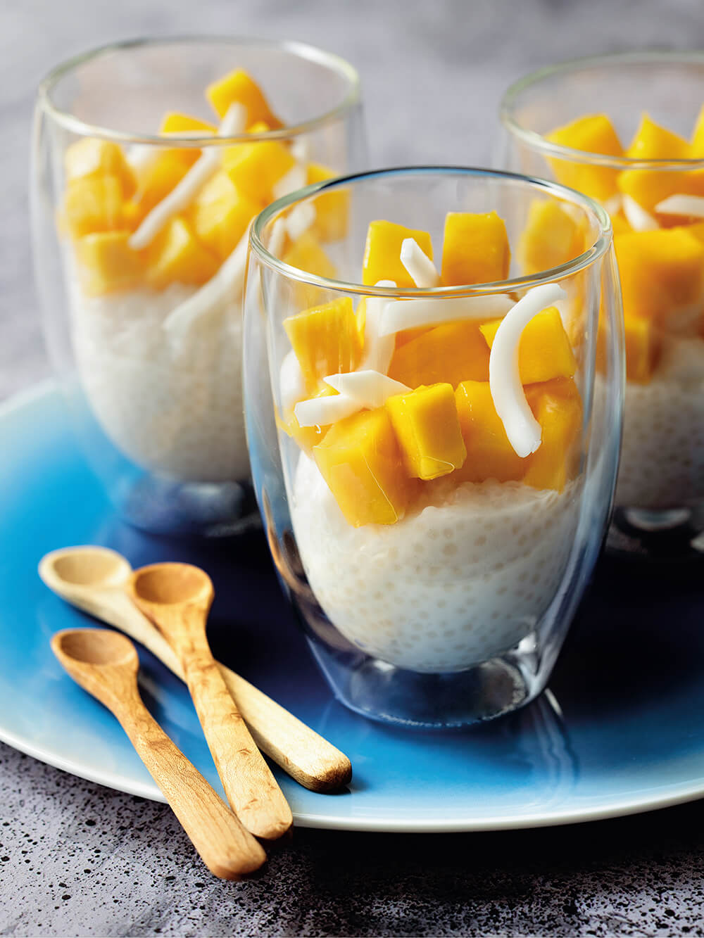 Chilled Coconut Mango Tapioca Pudding