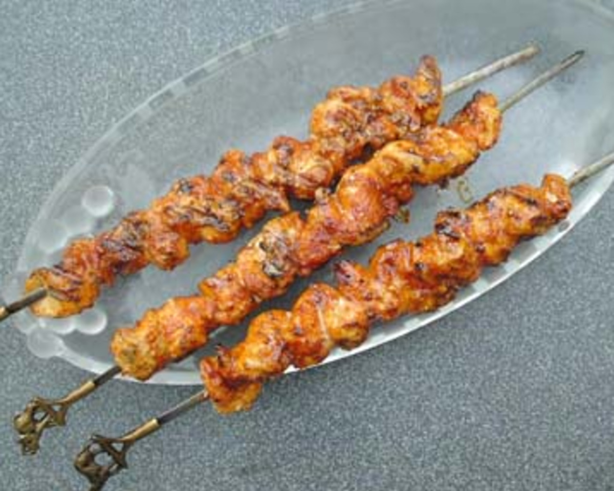 Grilled Spiced Beef Skewers with Peanut Sauce