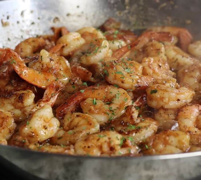 Aperol-Garlic Shrimp Skillet