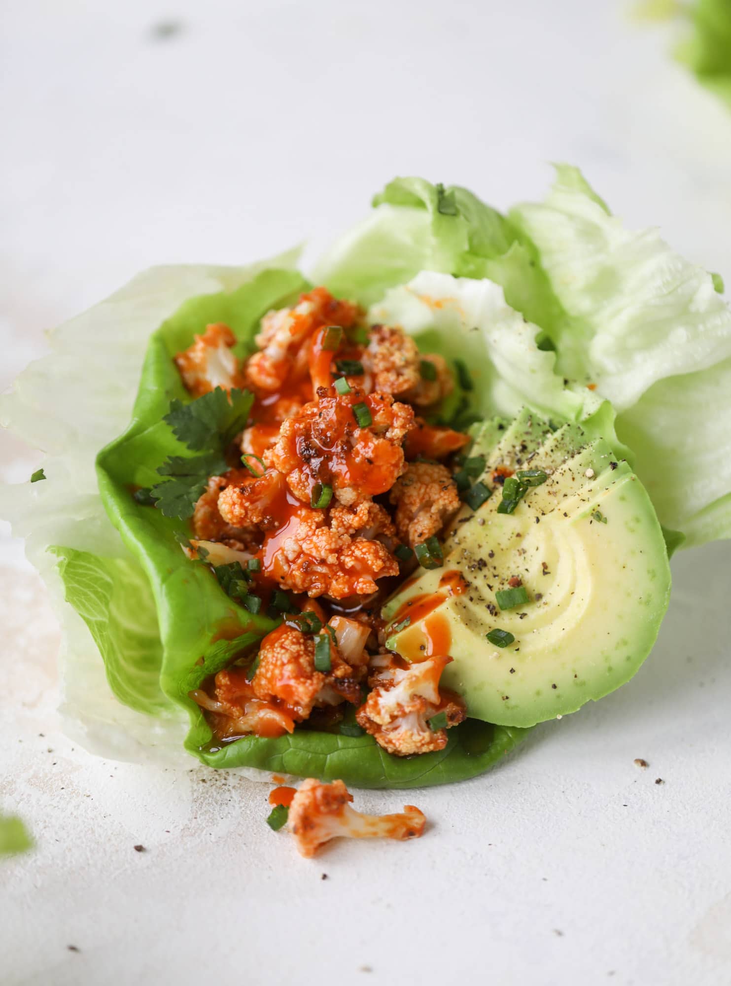 Spicy Buffalo Cauliflower Lettuce Wraps