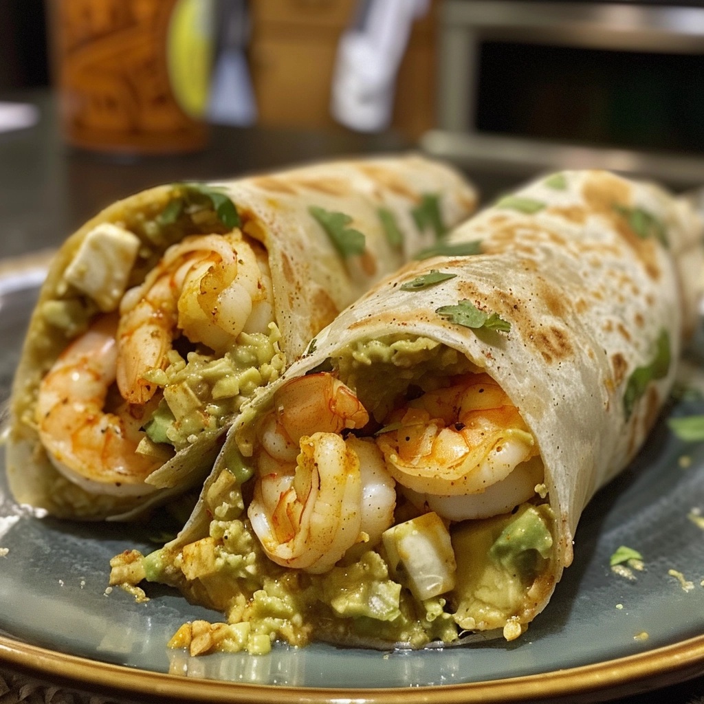 Shrimp and Avocado Wrap with Cilantro-Lime Dressing