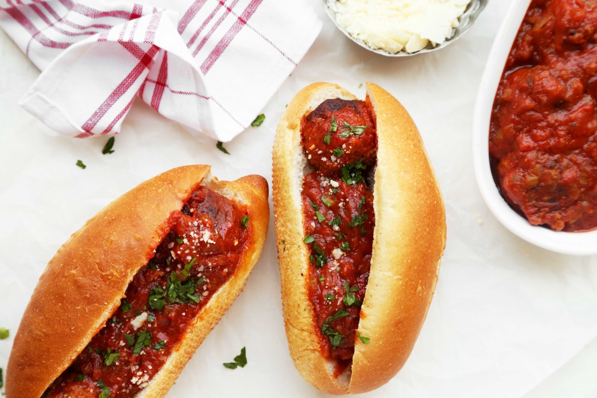Italian Meatball Subs with Sun-Dried Tomato Sauce