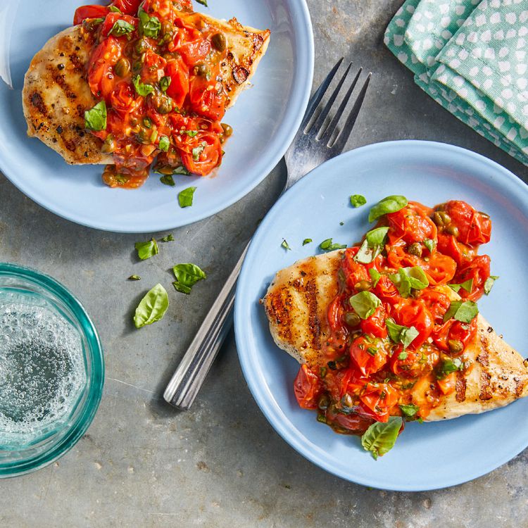 Pan-Seared Chicken with Spiced Tomato-Caper Sauce