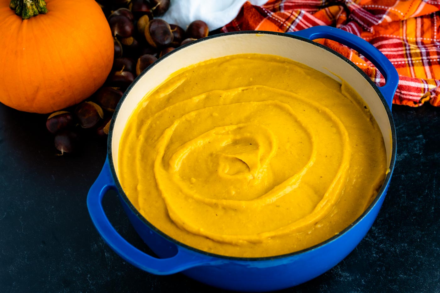 Pumpkin and Chestnut Soup with Nutmeg Cream