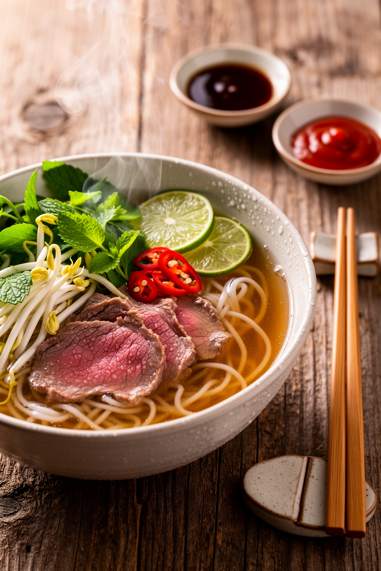 Pho-Inspired Beef Rice Noodle Soup with Star Anise Broth
