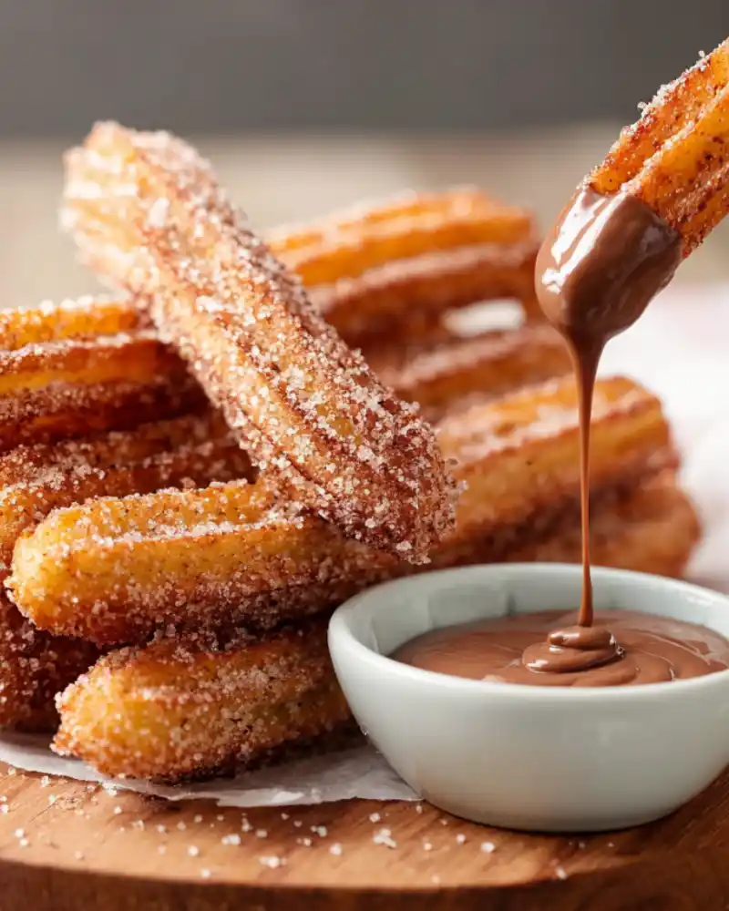 Cinnamon-Sugar Fried Churros with Chocolate Dipping Sauce