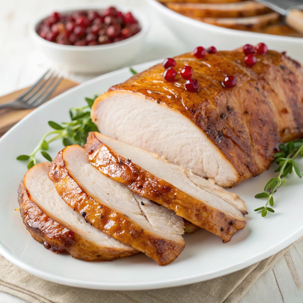 Baked Maple-Glazed Turkey Breast with Sage and Cranberries