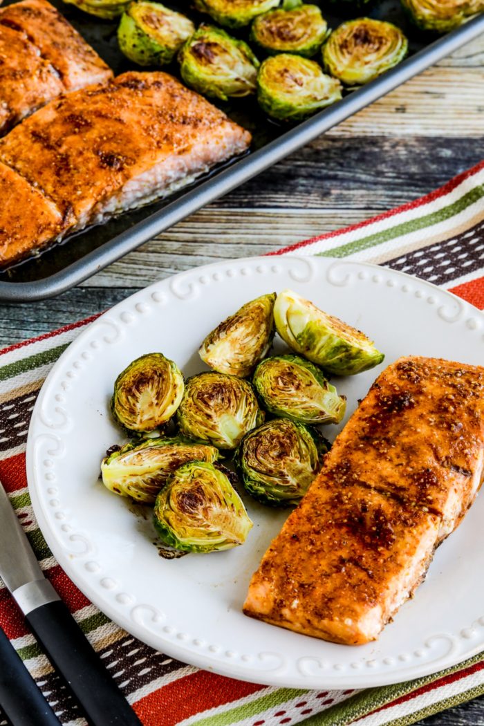 Sheet Pan Honey-Mustard Glazed Salmon with Roasted Brussels Sprouts