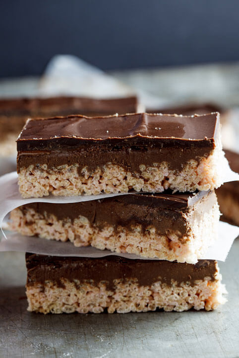 Pan-Fried Rice Krispie Marshmallow Bars with Vanilla