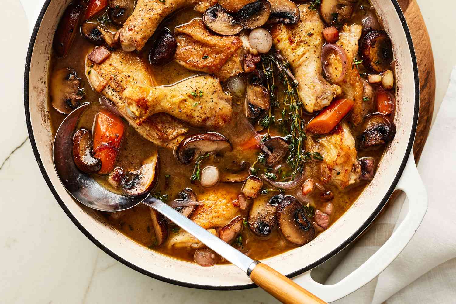 One-Pot Coq au Vin with Carrots and Mushrooms
