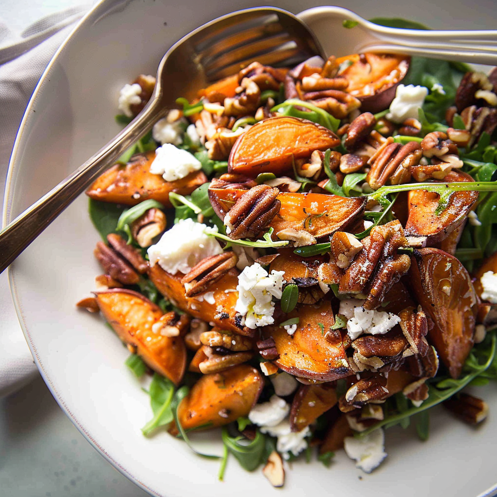 Rum-Glazed Sweet Potato and Pecan Salad