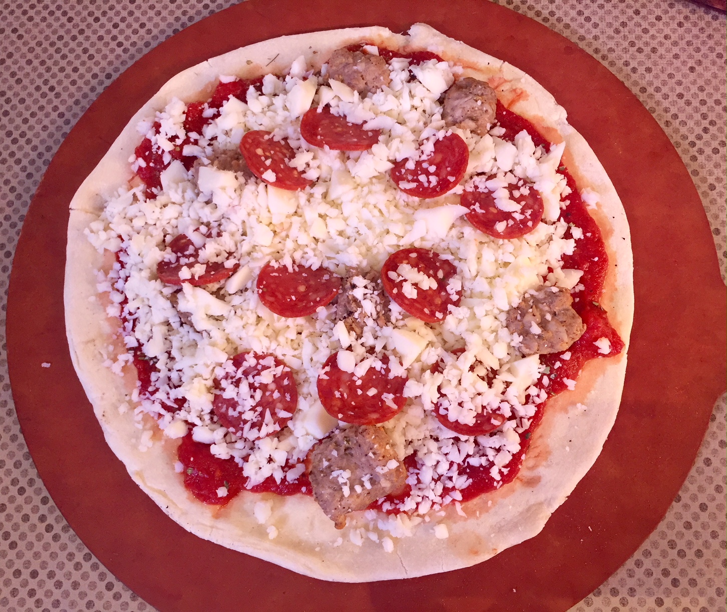 Italian Sausage and Pepperoni Thin Crust Pizza