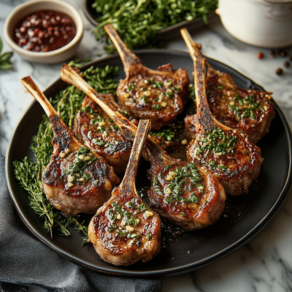 Baked Herb-Roasted Lamb Chops with Garlic and Rosemary