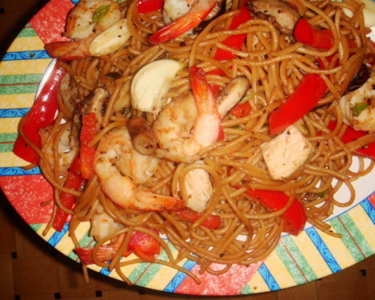 Sautéed Ginger Garlic Shrimp with Sesame Noodles