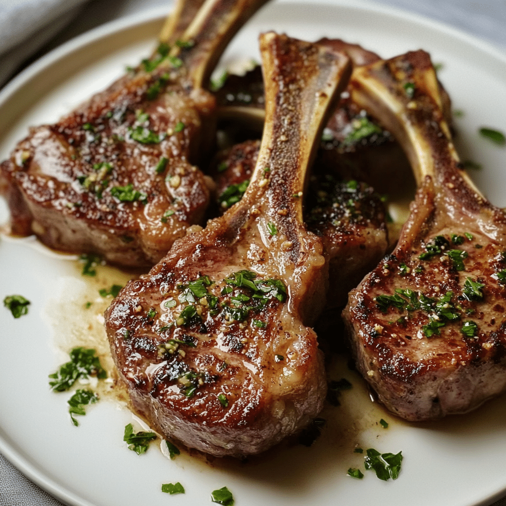 Pan-Seared Lamb Chops with Garlic Rosemary Butter