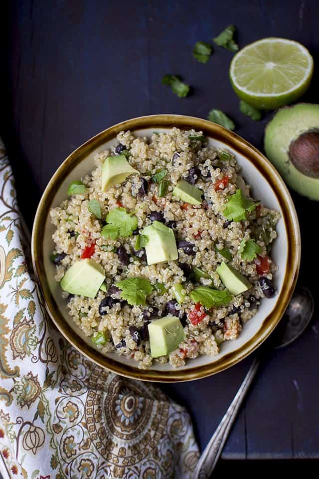 High-Stacked Vegan Black Bean and Quinoa Salad Bowl