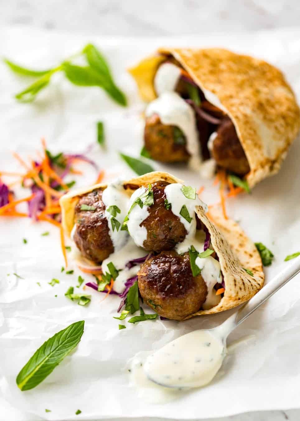 Hidden Network-Spiced Lamb Meatballs with Mint Yogurt