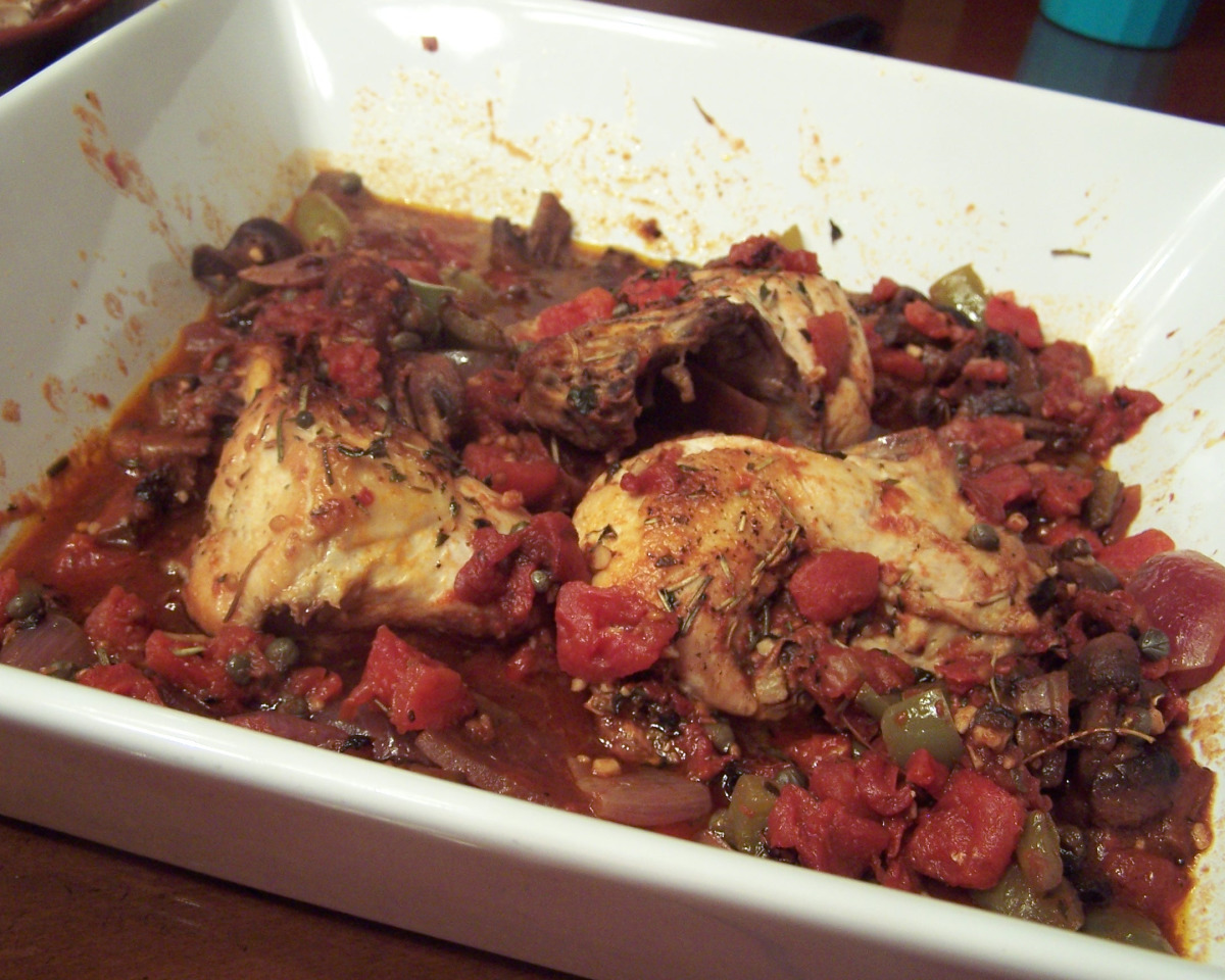 Layered Chicken Cacciatore with Roasted Bell Peppers
