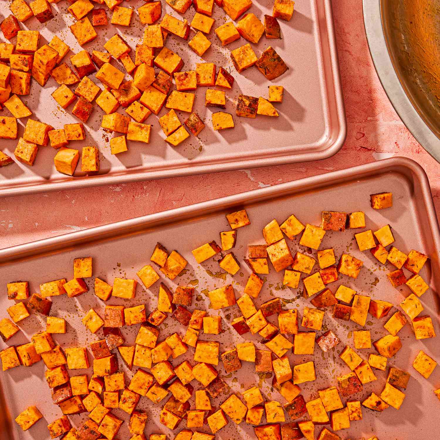 Glazed Spiced Sweet Potato and Pecan Sheet Pan Roast