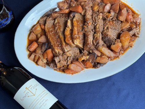 Poached Brisket with Passover Spiced Vegetables