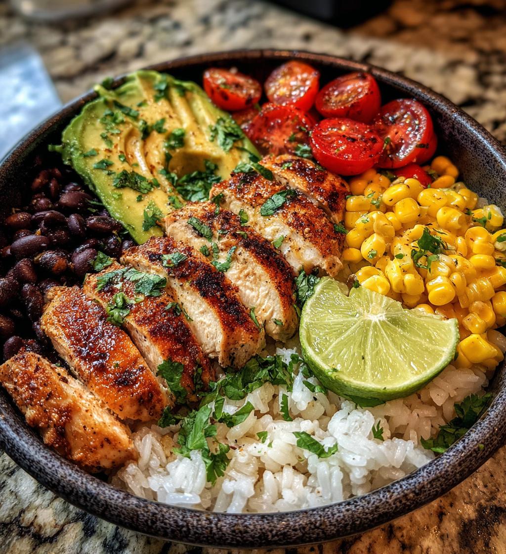 Subscription-Inspired Layered Chicken and Rice Bowl with Spiced Avocado