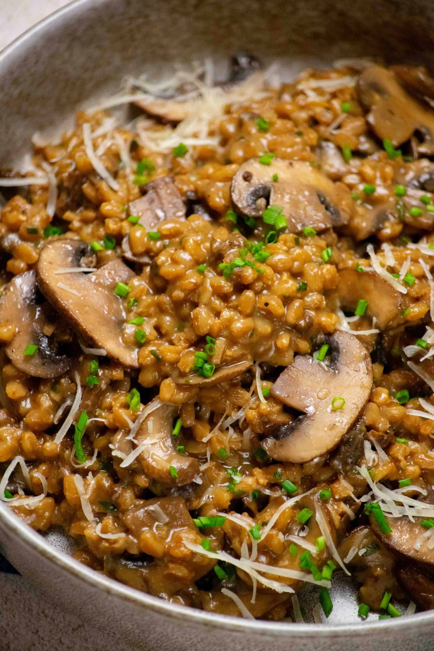 Farro and Sautéed Mushroom Risotto with Parmesan