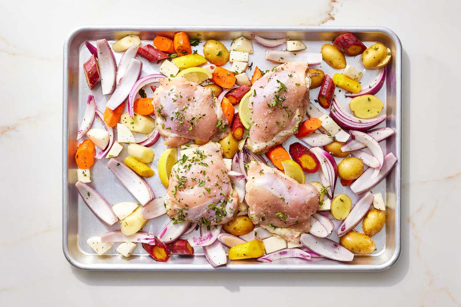 Lemon-Thyme Roasted Chicken with Summer Vegetables