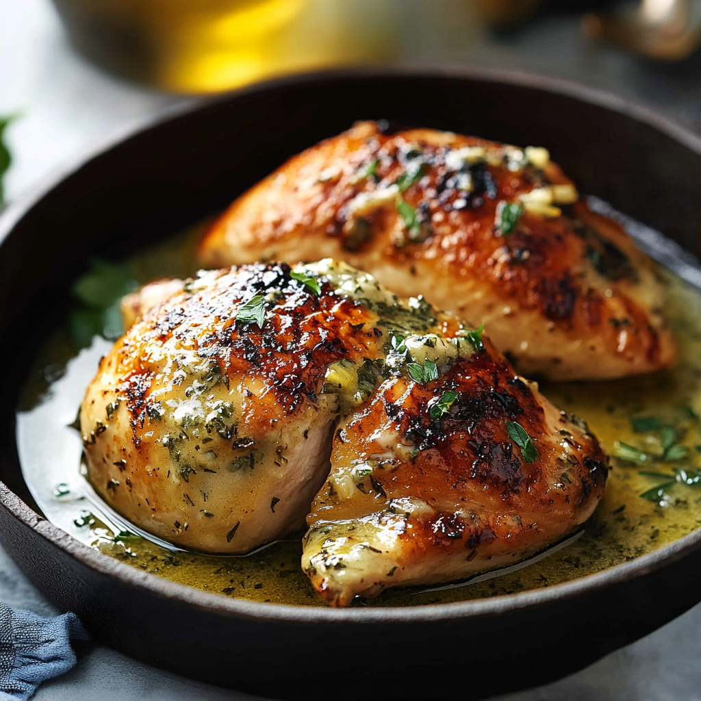 Slow-Roasted Chicken with Herb-Infused Pan Sauce