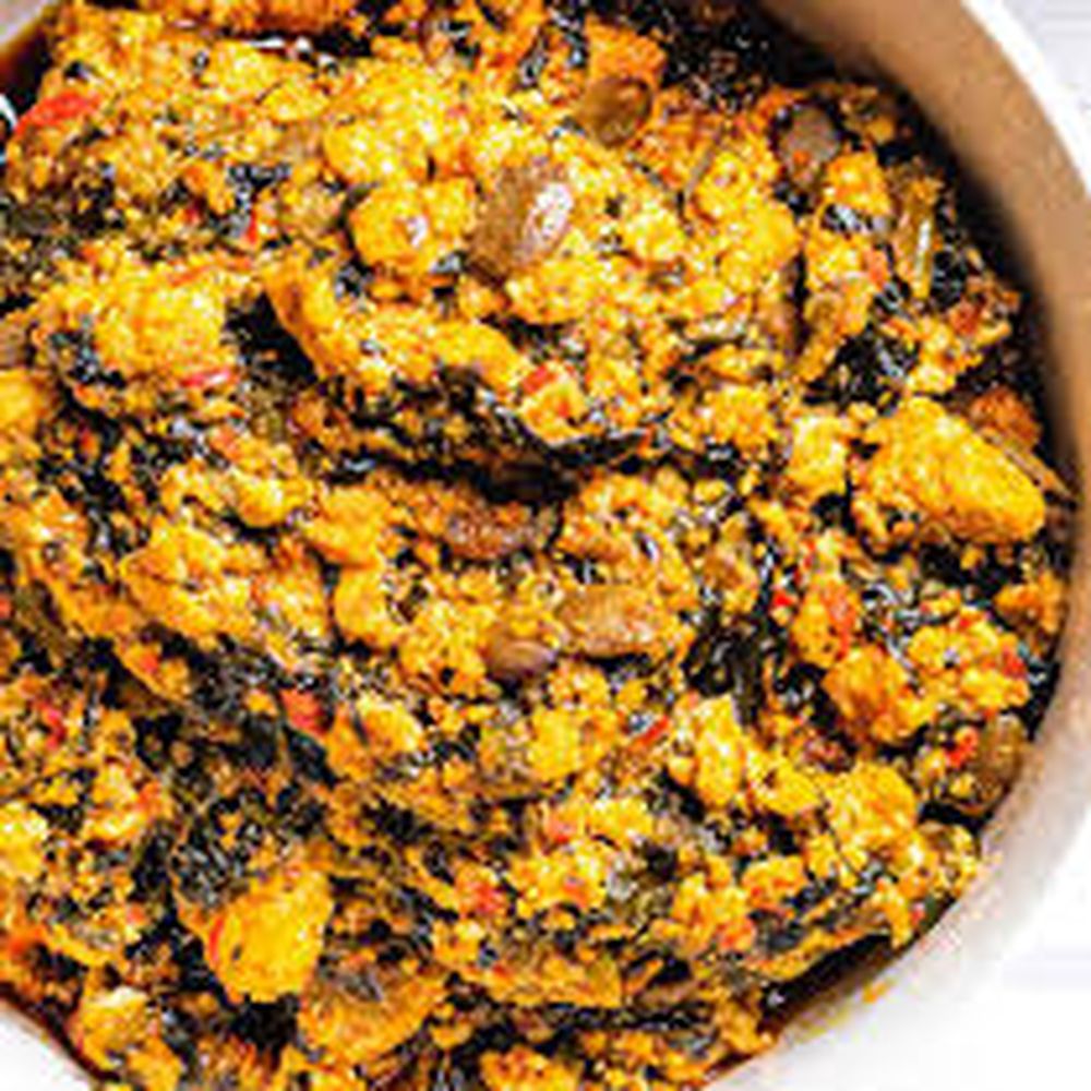 Egusi Melon Seed Soup with Spinach and Smoked Fish