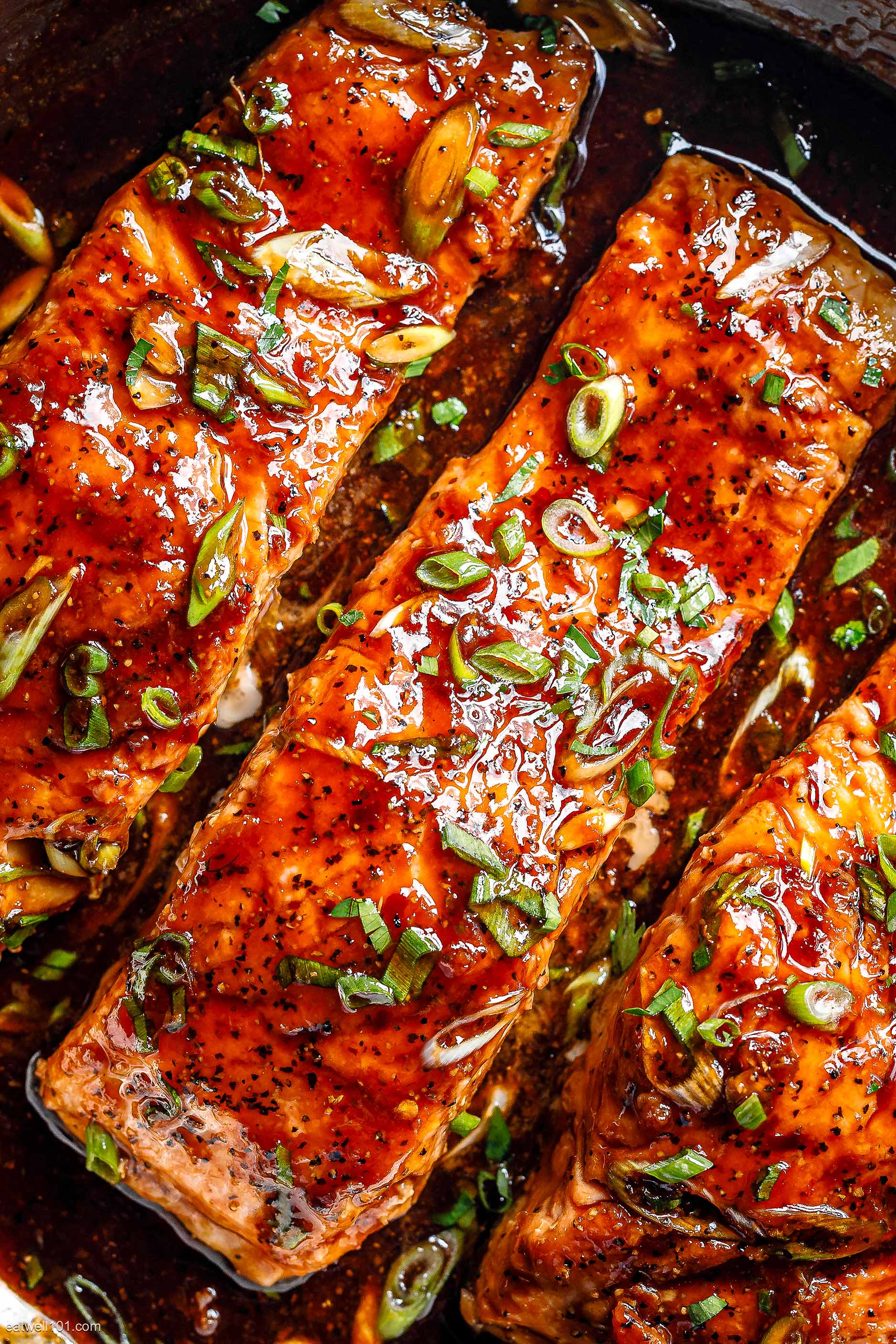 Pan-Seared Salmon with Teriyaki Glaze and Pickled Daikon