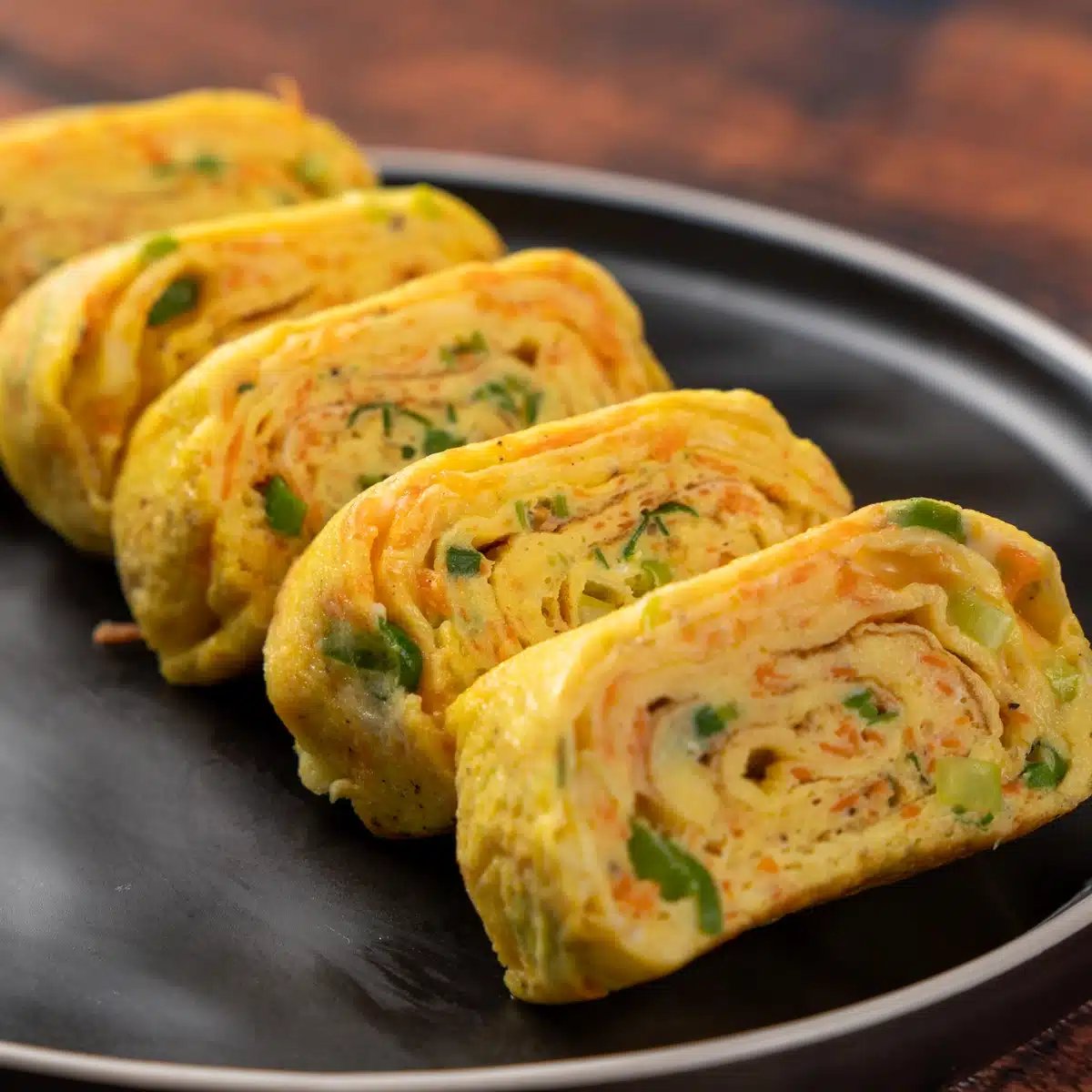 Egg and Scallion Tamago Yaki Rolled Omelette