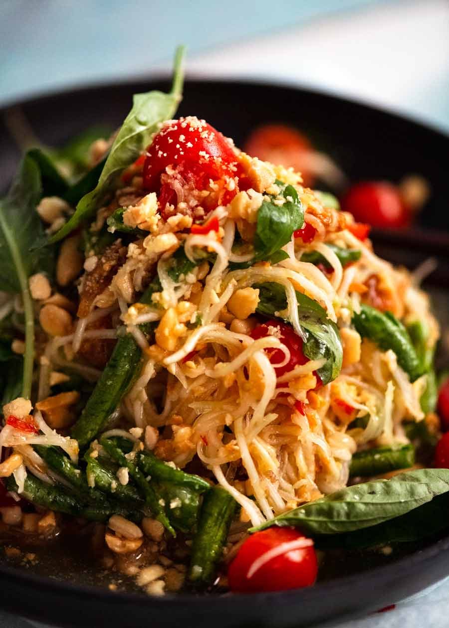 Green Papaya and Carrot Salad with Roasted Peanuts and Lime Dressing