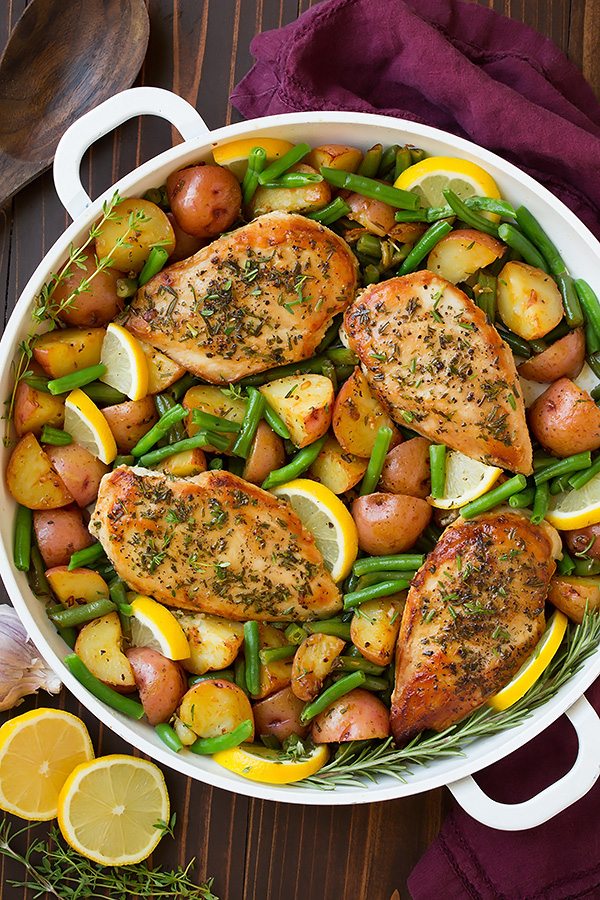 One-Pan Garlicky Lemon Herb Chicken with Roasted Vegetables