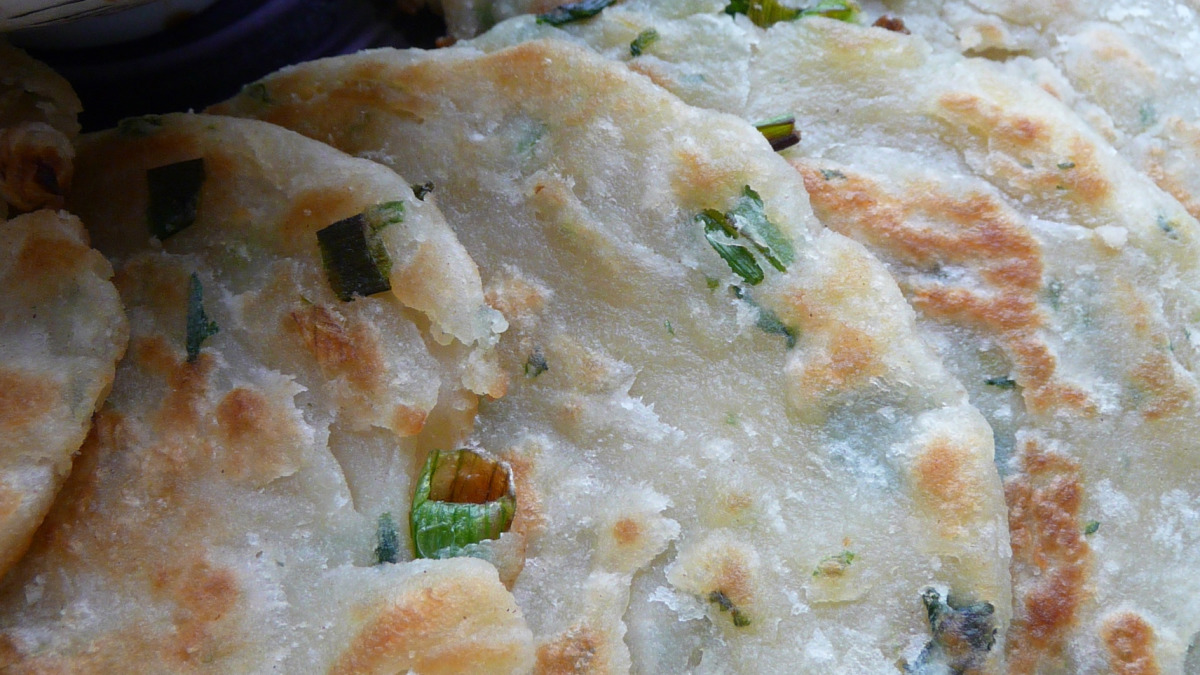 Pan-Fried Scallion Pancakes with Sesame Dipping Sauce