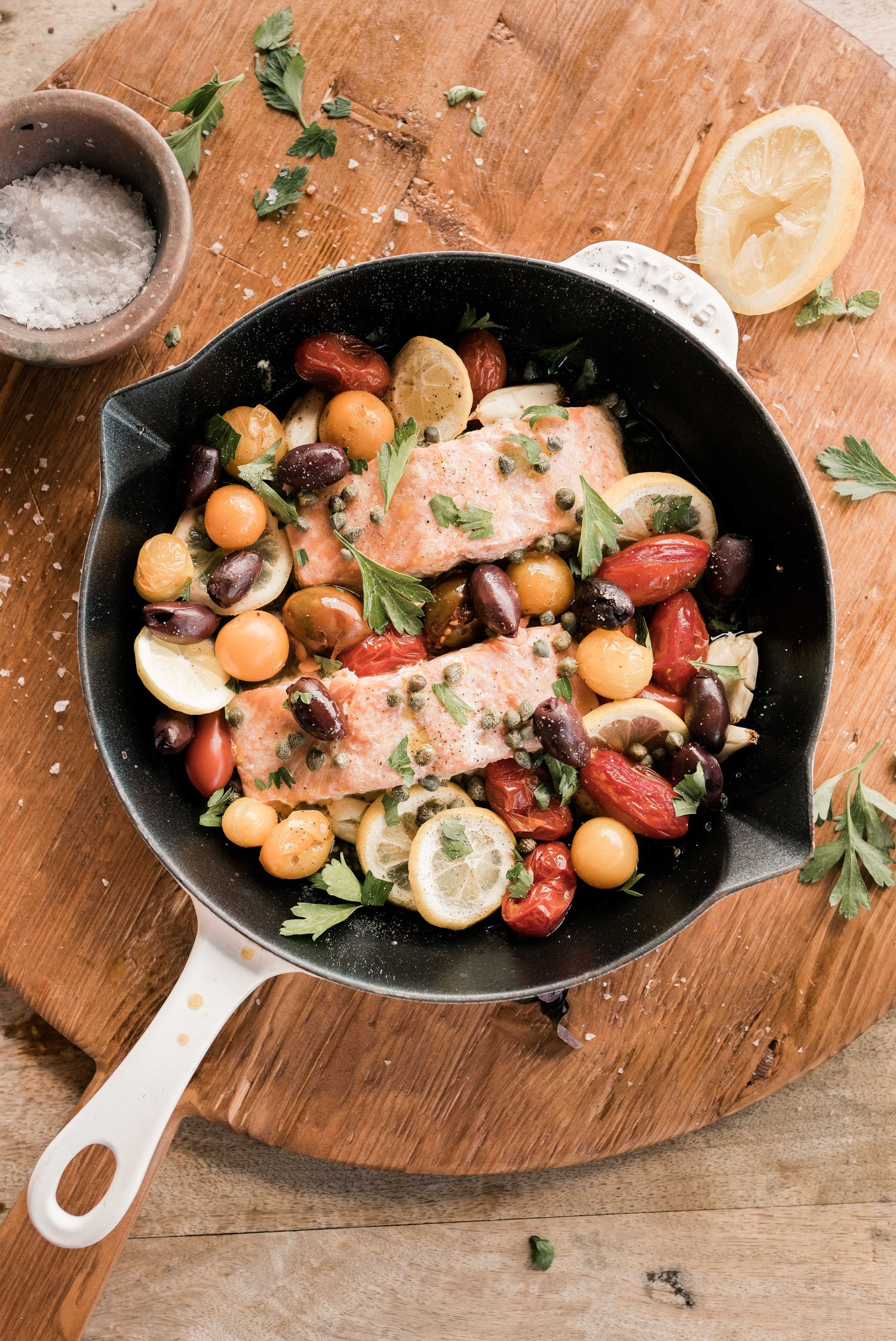Baked Mediterranean Herb Salmon with Lemon and Olives