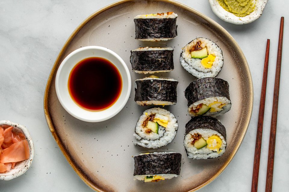 Vegetable Futomaki Roll with Pickled Daikon and Avocado