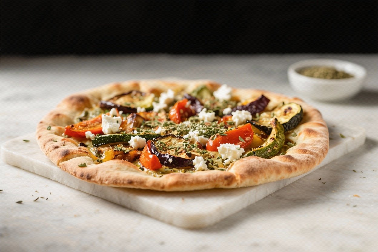 Mediterranean Veggie Flatbread with Za’atar and Feta