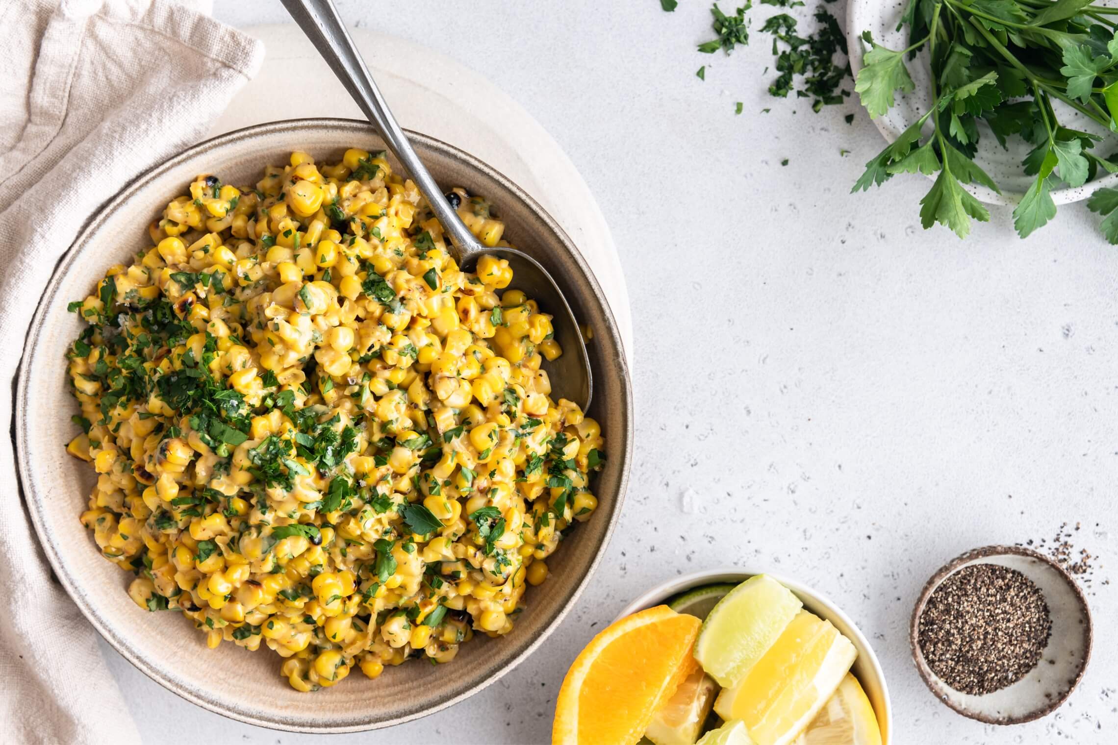 Grilled Lakefront Corn and Herb Salad with Citrus Vinaigrette