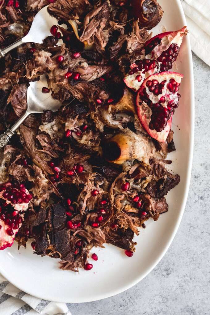 Slow-Roasted Lamb Shoulder with Date and Pomegranate Glaze