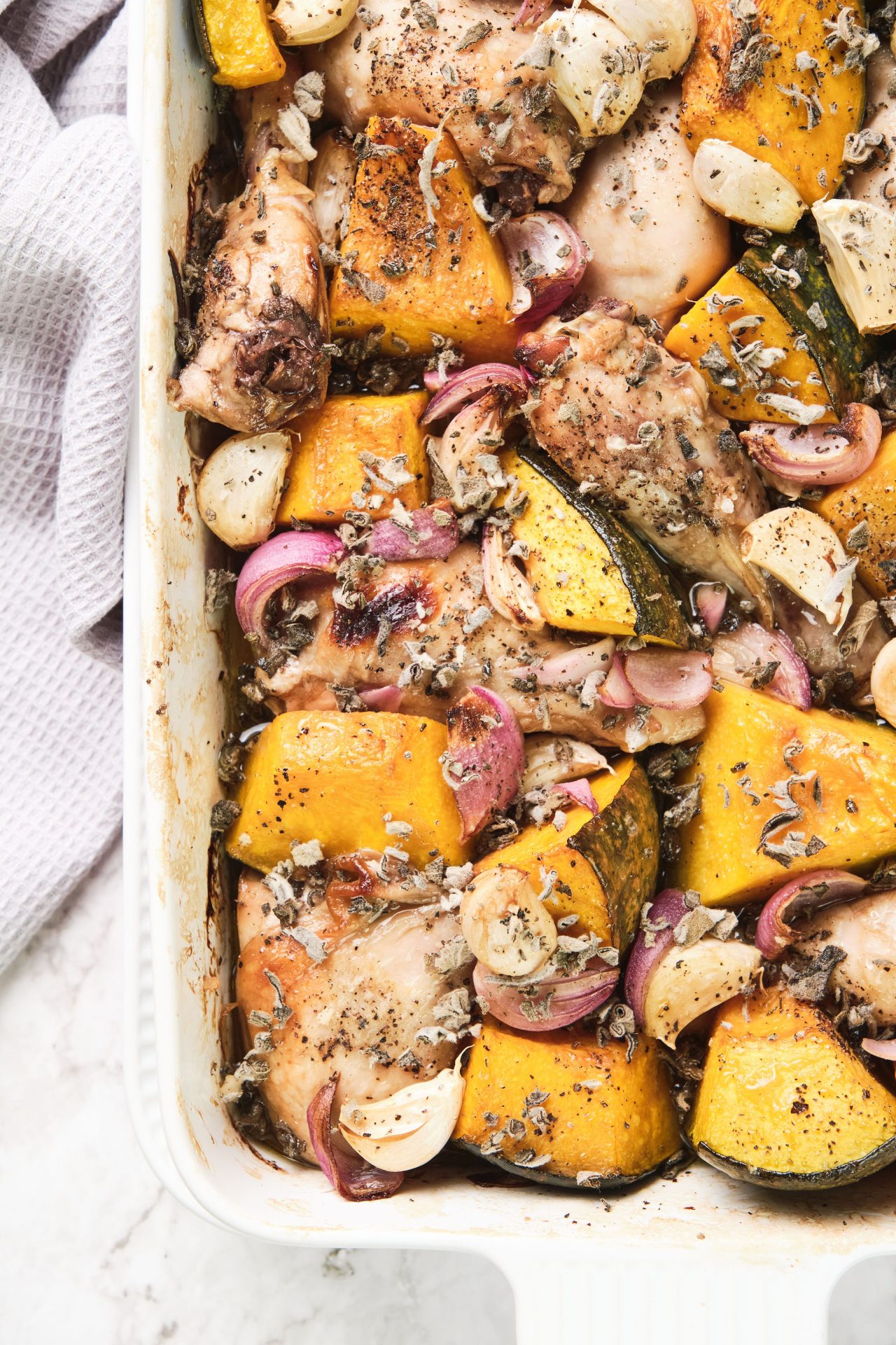 Pumpkin Spice Sheet Pan Chicken with Roasted Garlic
