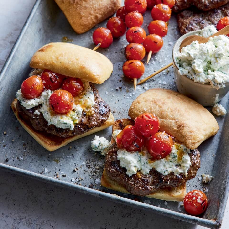 Pan-Seared Lamb Burgers with Feta and Mint