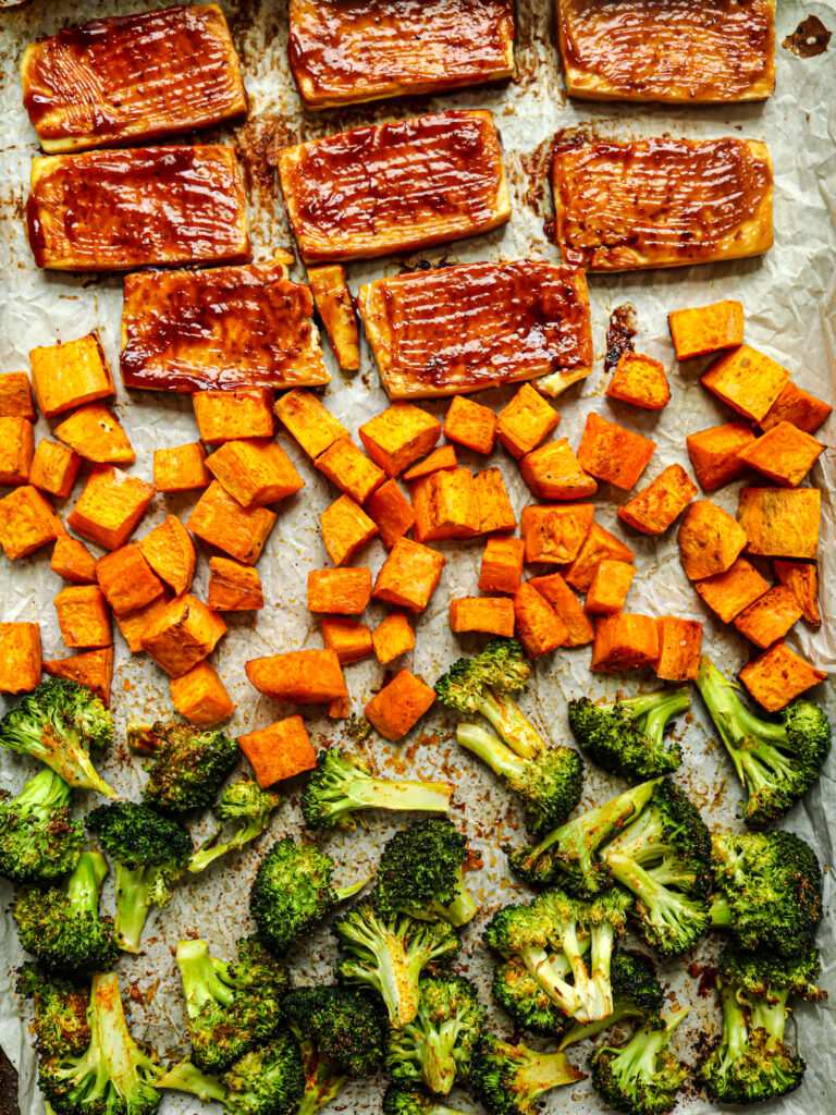 Caribbean Jerk Tofu Sheet Pan with Sweet Potato and Bell Pepper