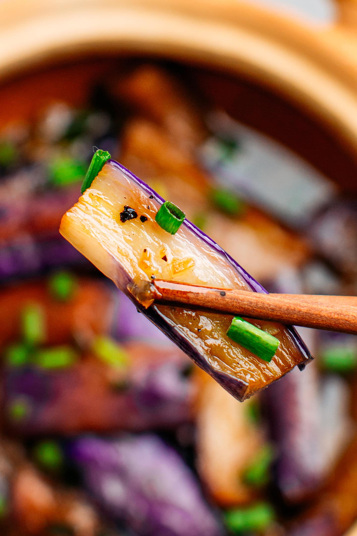 Braised Chinese Eggplant with Garlic and Soy