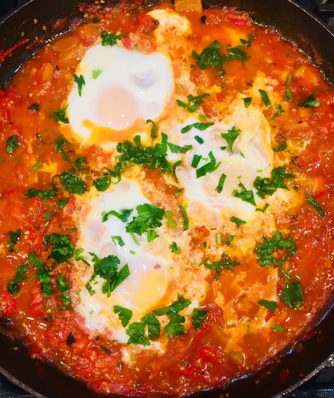 Savory Shakshuka with Roasted Bell Peppers and Feta
