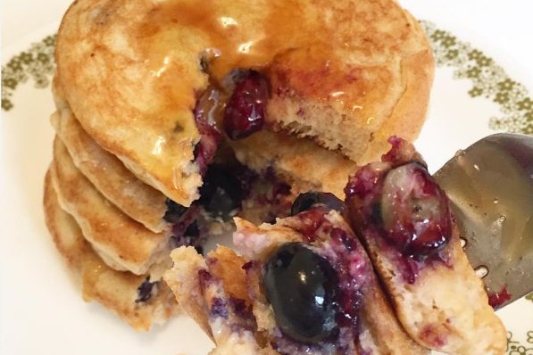 Gluten-Free Almond Flour Pancakes with Blueberry Compote