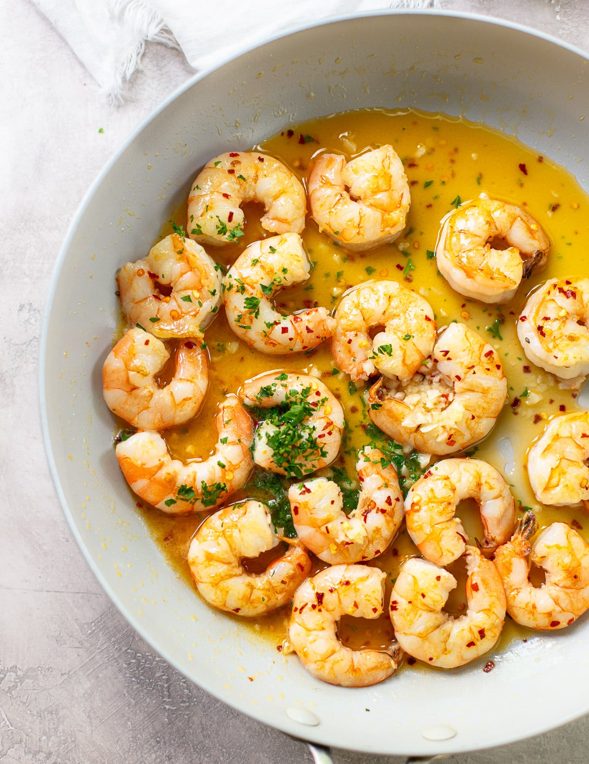 Sautéed Shrimp with Garlic and White Wine Butter Sauce
