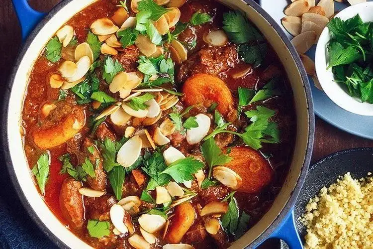 Slow-Cooked Moroccan Lamb Stew with Apricots and Almonds