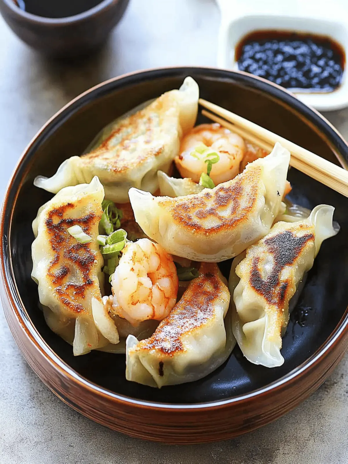 Steamed Shrimp and Shiitake Gyoza with Ginger Scallion Sauce
