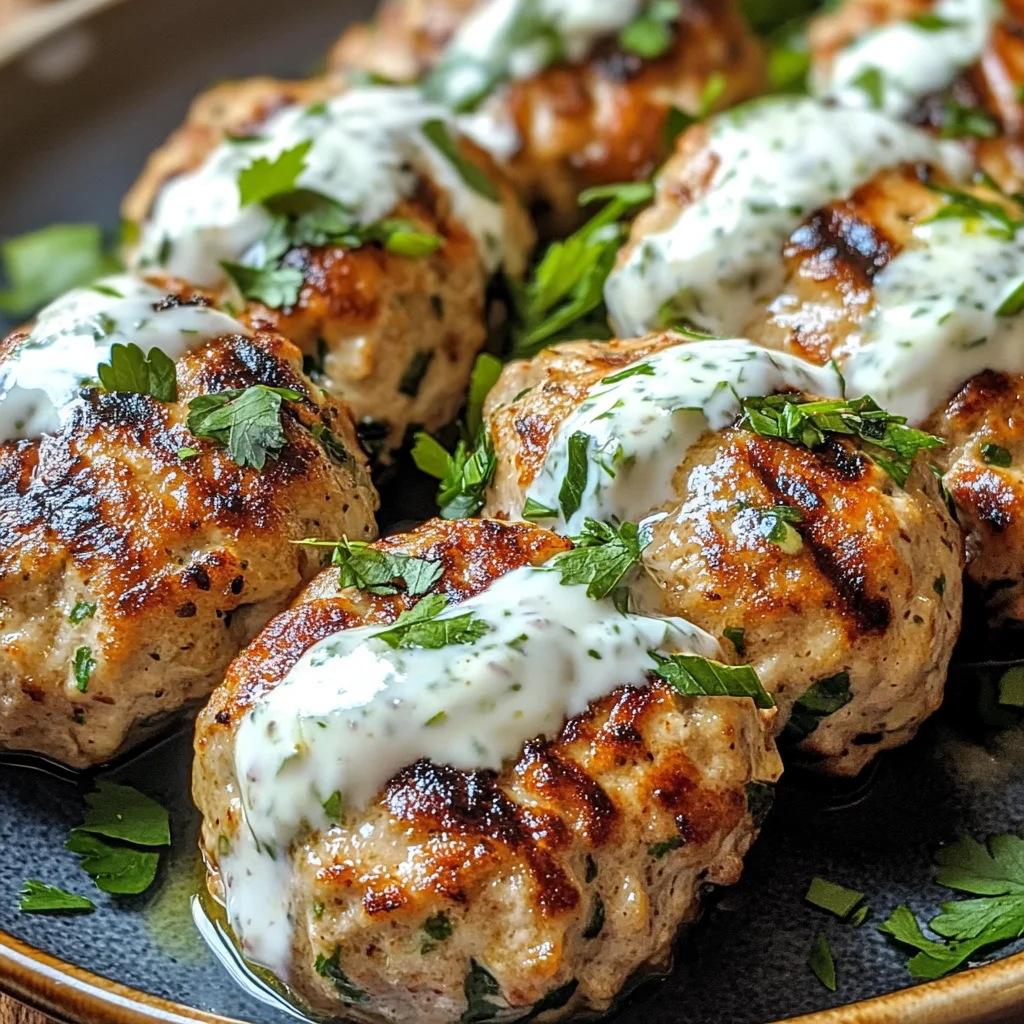 Grilled Chicken Kofta with Yogurt and Mint Sauce