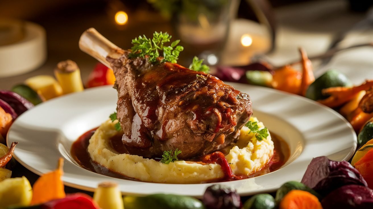 Slow-Braised Lamb Shank with Red Wine and Herbs